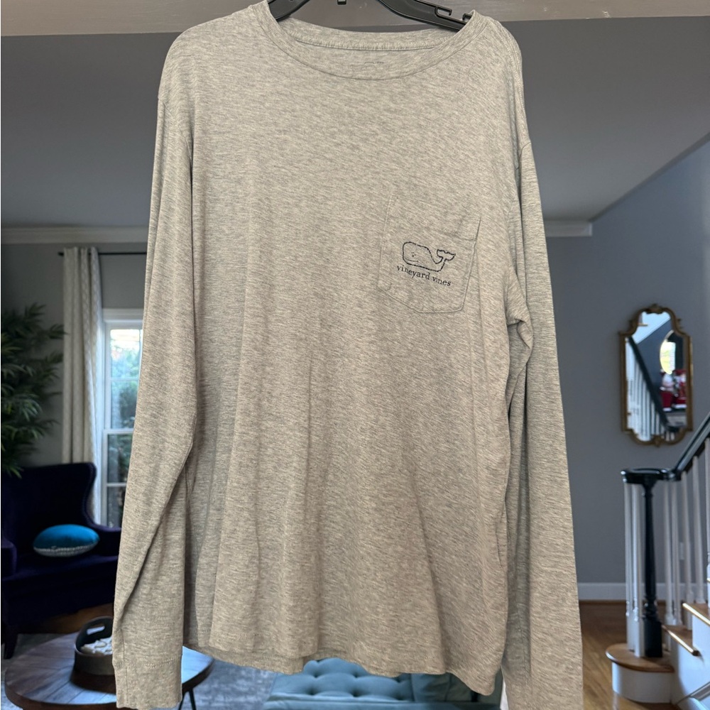 Vineyard Vines Light Gray Long Sleeve Men's Tee